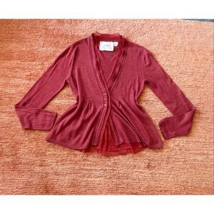 Anthropologie Angel of the North Cardigan Terracotta Silk Blend Size S